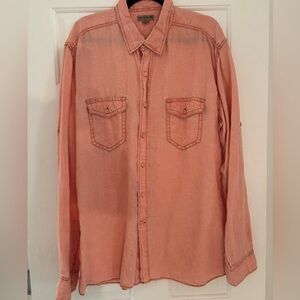 Natural Blue by Visitor coral long sleeve 100% linen button-down $98 - XL